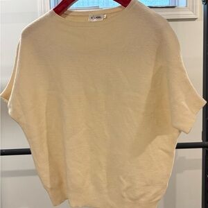 The Reset R Label Small S 100% wool Cream Crew Neck Sweater Dolman Sleeve